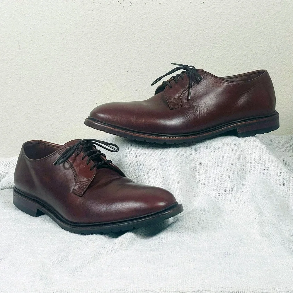 Allen Edmonds Black Hills Men's 12 E Wide Leather Plain-Toe Derby Blucher Shoes